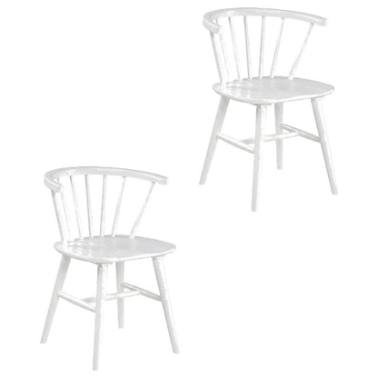 Wooden Spindle Back Windsor Dining Chairs, White, Set of 2