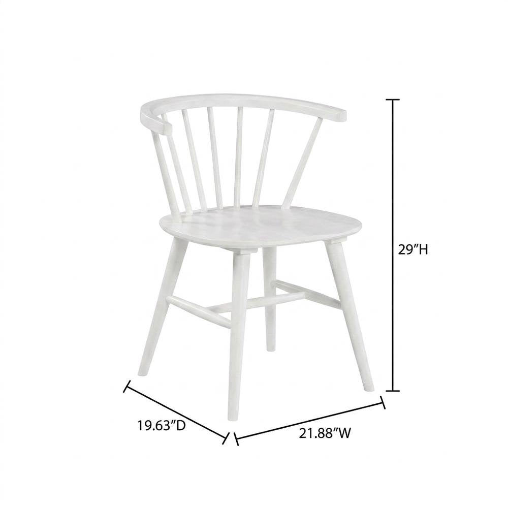 Wooden Spindle Back Windsor Dining Chairs, White, Set of 2