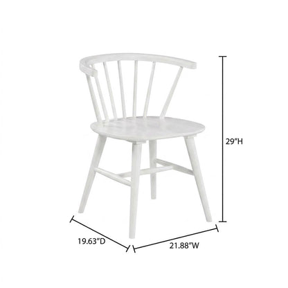 Wooden Spindle Back Windsor Dining Chairs, White, Set of 2