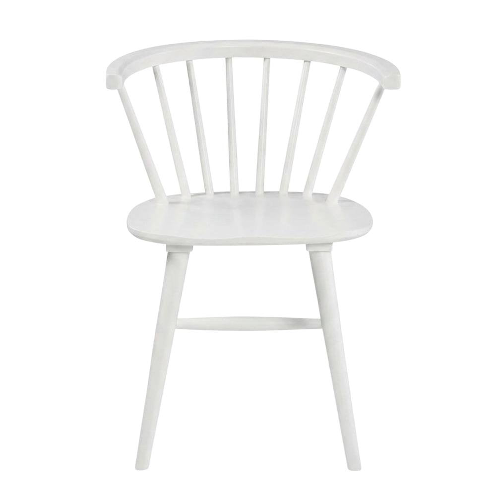 Wooden Spindle Back Windsor Dining Chairs, White, Set of 2