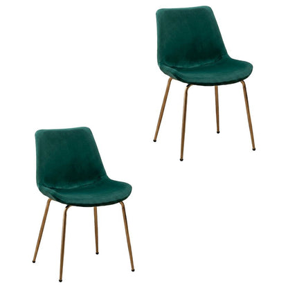 Modern Velvet Upholstered Dining Chairs with Metal Legs, Green, Set of 2
