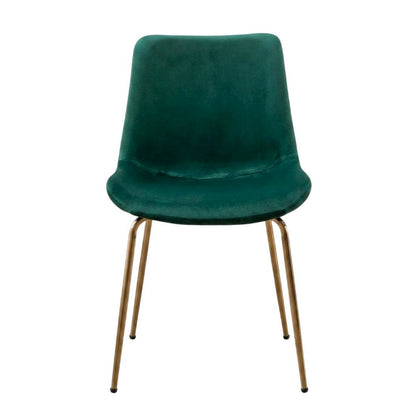 Modern Velvet Upholstered Dining Chairs with Metal Legs, Green, Set of 2