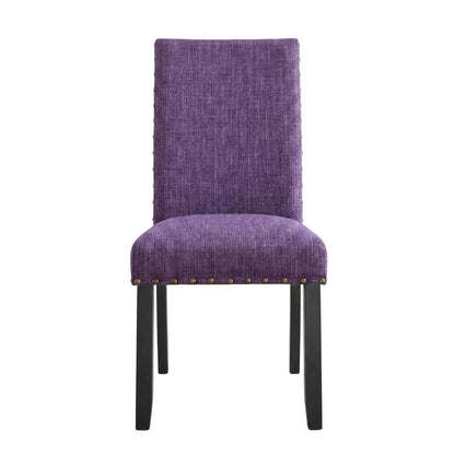 Fabric Upholstered Dining Chairs with Nailhead Trim, Purple, Set of 2