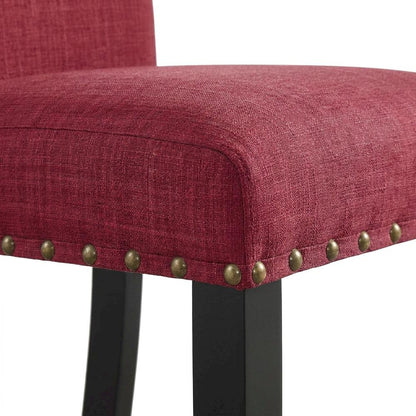 Fabric Upholstered Dining Chairs with Nailhead Trim, Red, Set of 2