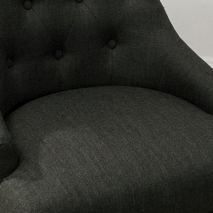 Solid Wood Wingback Accent Chair, Button-Tufted, Charcoal, Set of 2