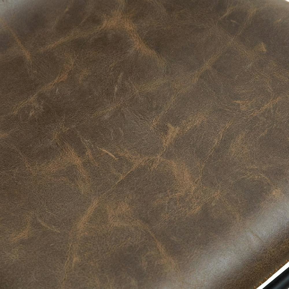 Vintage Faux Leather Upholstered Dining Chairs with Wood Legs, Brown, Set of 2