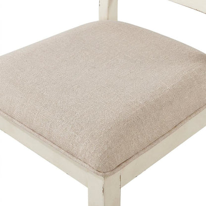 Wood Cross-Back Upholstered Dining Chairs, White, Set of 2