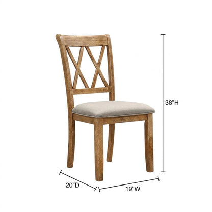 Fabric Upholstered Dining Chairs with Wood Legs, Brown, Set of 2