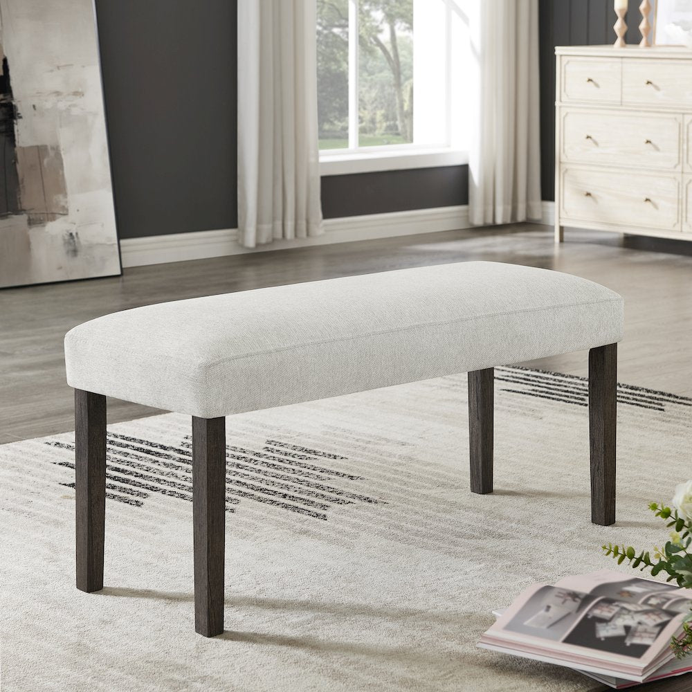 Sorlen Contemporary Upholstered Dining Bench, Gray