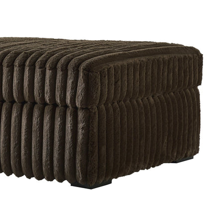 Solenne Oversized Ottoman with Jumbo Corduroy Upholstery, Chocolate