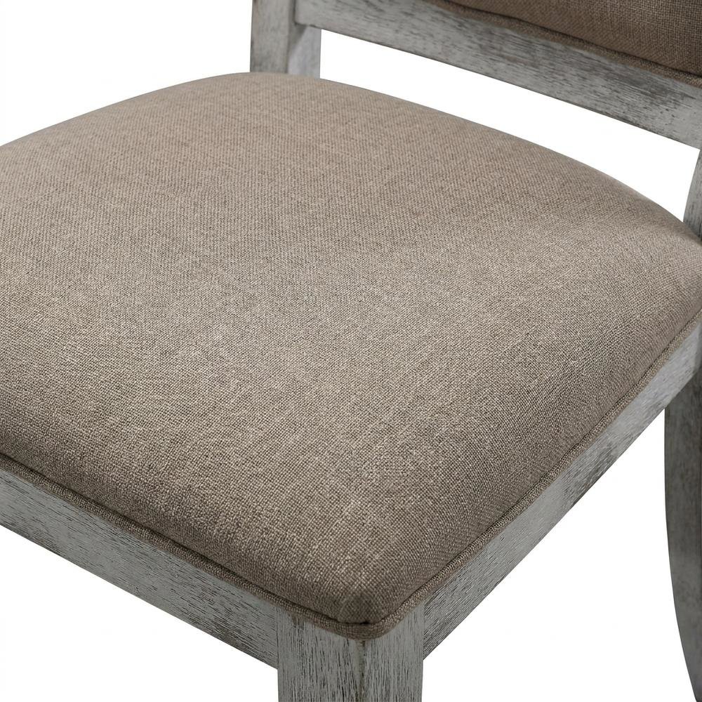 Upholstered Farmhouse Wood Dining Chair with Turned Legs, Beige, Set of 2