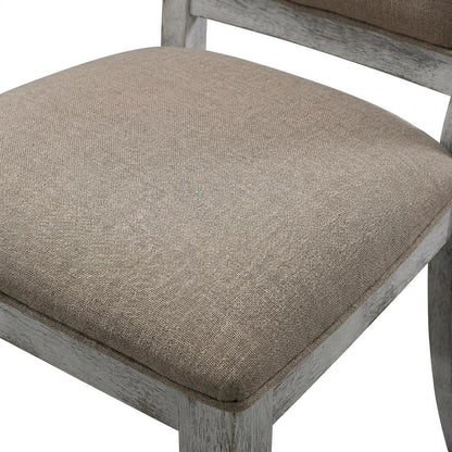 Upholstered Farmhouse Wood Dining Chair with Turned Legs, Beige, Set of 2