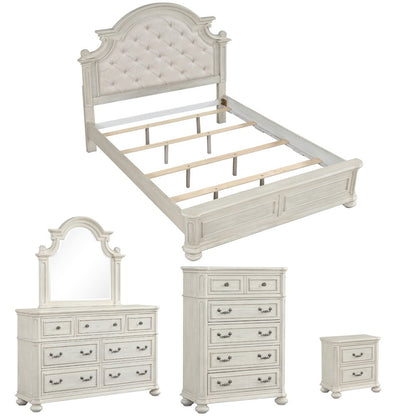 Nelson French Traditional 5-Piece Bedroom Set, Antique White, King