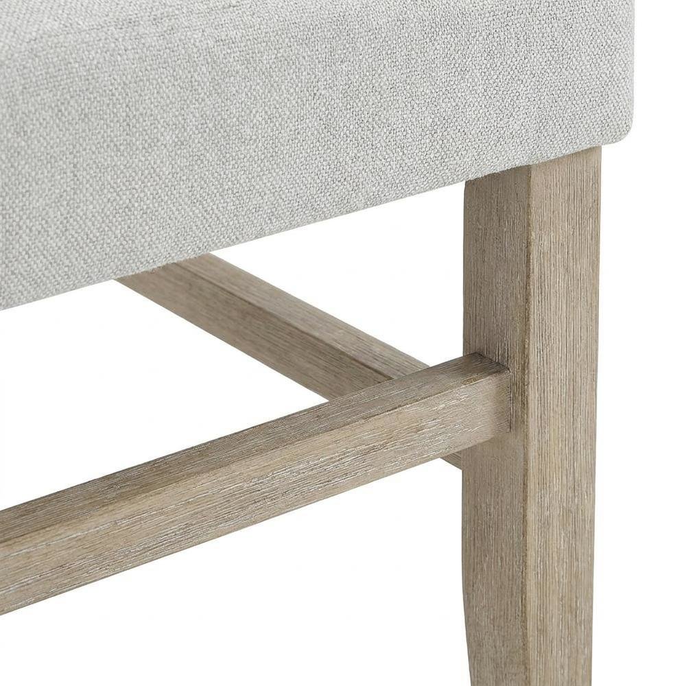 Upholstered Dining Chair with Rubberwood Legs and Plywood Frame, Gray, Set of 2
