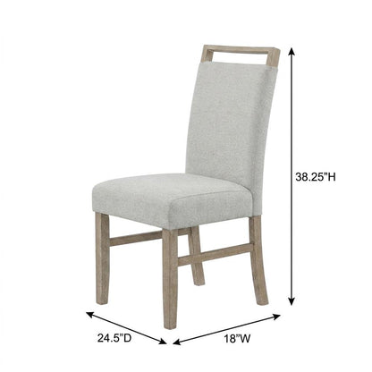 Upholstered Dining Chair with Rubberwood Legs and Plywood Frame, Gray, Set of 2