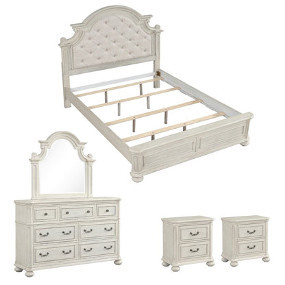 Nelson French Traditional 5-Piece Bedroom Set, Antique White, King