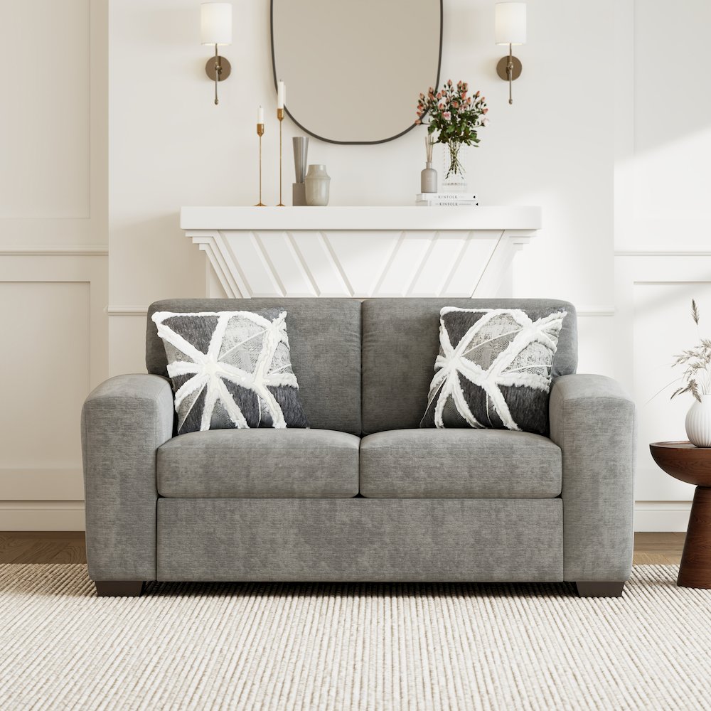 Arden Living Room Chenille Upholstered Loveseat, Posh Gray