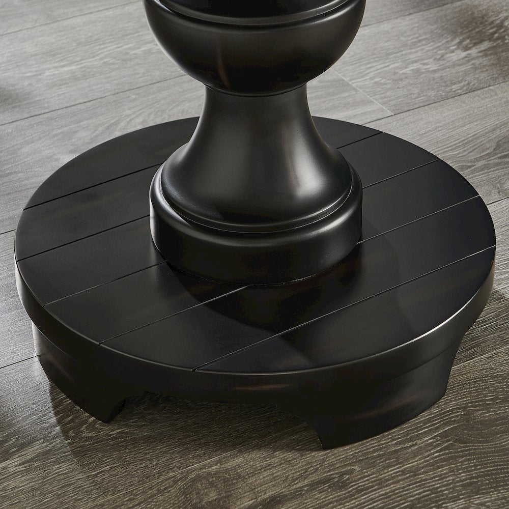 Caesar Traditional Round Pedestal End Table, Black