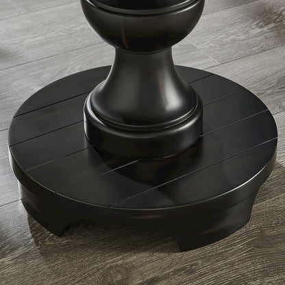 Caesar Traditional Round Pedestal End Table, Black