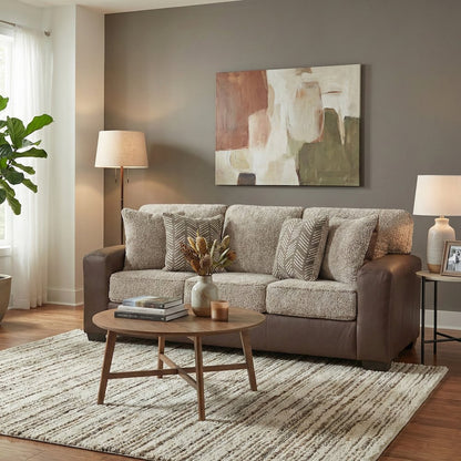 Marvella Living Room Sofa with Chocolate Faux Leather