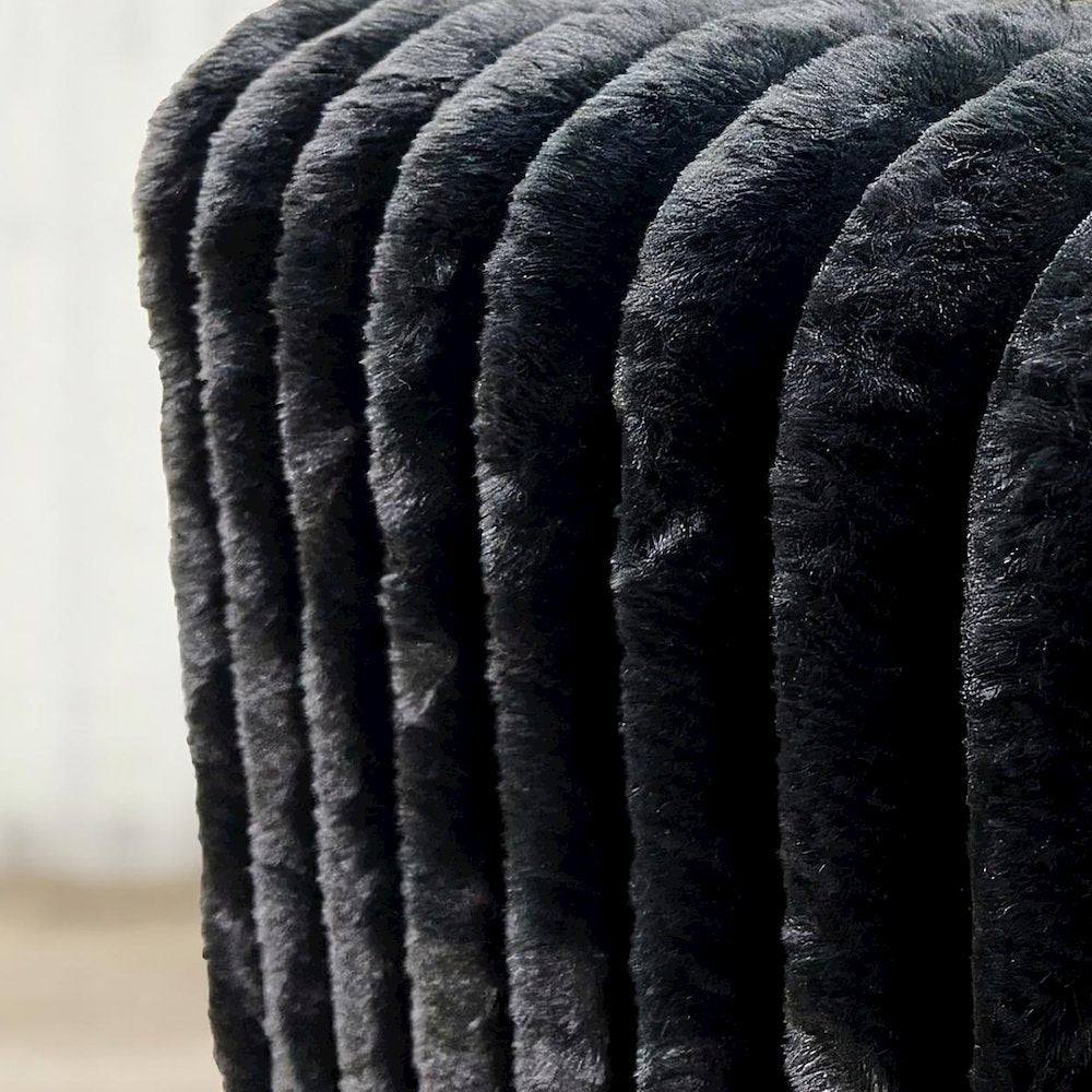Solenne Oversized Ottoman with Jumbo Corduroy Upholstery, Black