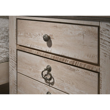 Imerland Contemporary White Wash Finish Patched Wood Top 3-drawer Nightstand