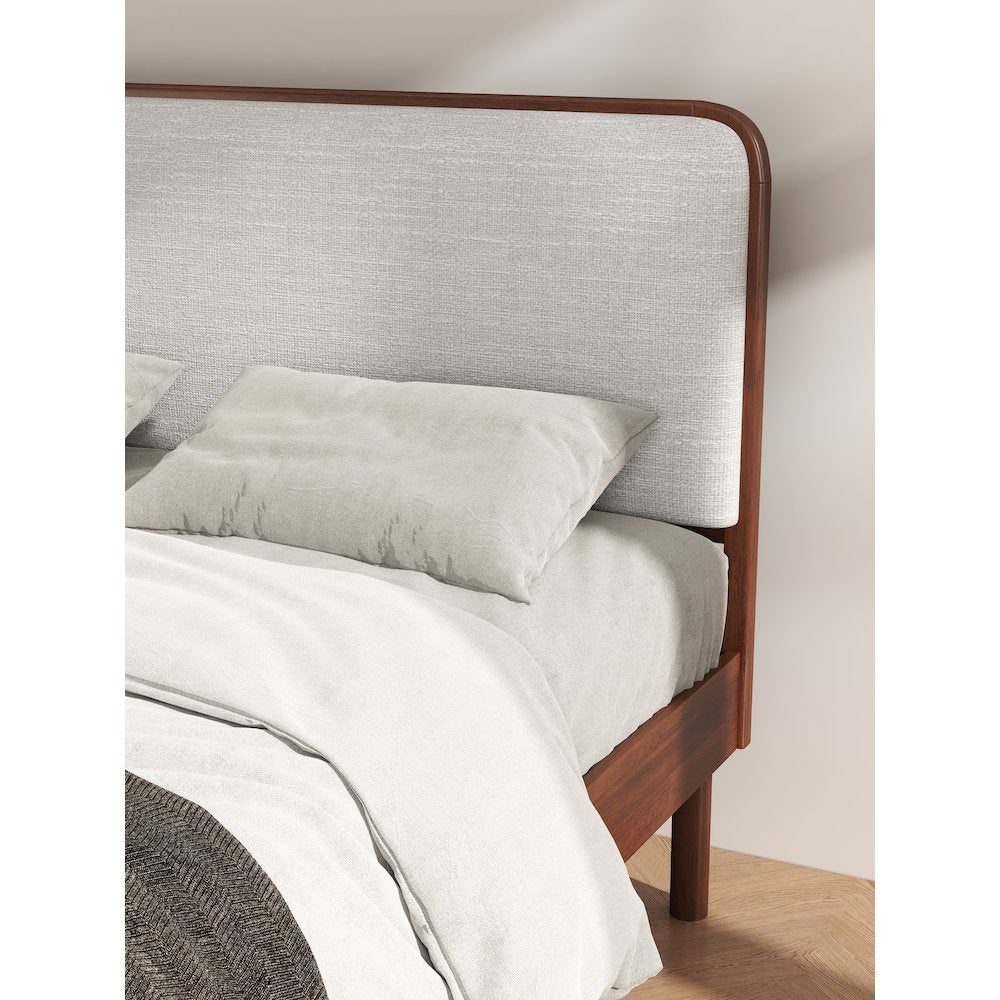 Wyller Rubberwood Platform Bed, Natural Walnut Finish, Queen
