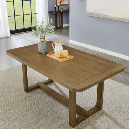Parker 7-Piece Dining Set, Trestle Dining Table with 6 Stylish Chairs, Light Oak