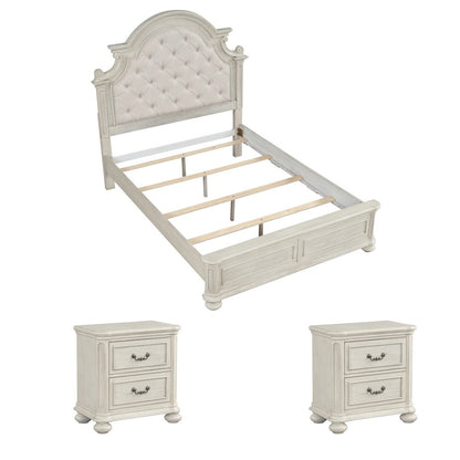 Nelson French Traditional 3-Piece Bedroom Set, Antique White, Queen
