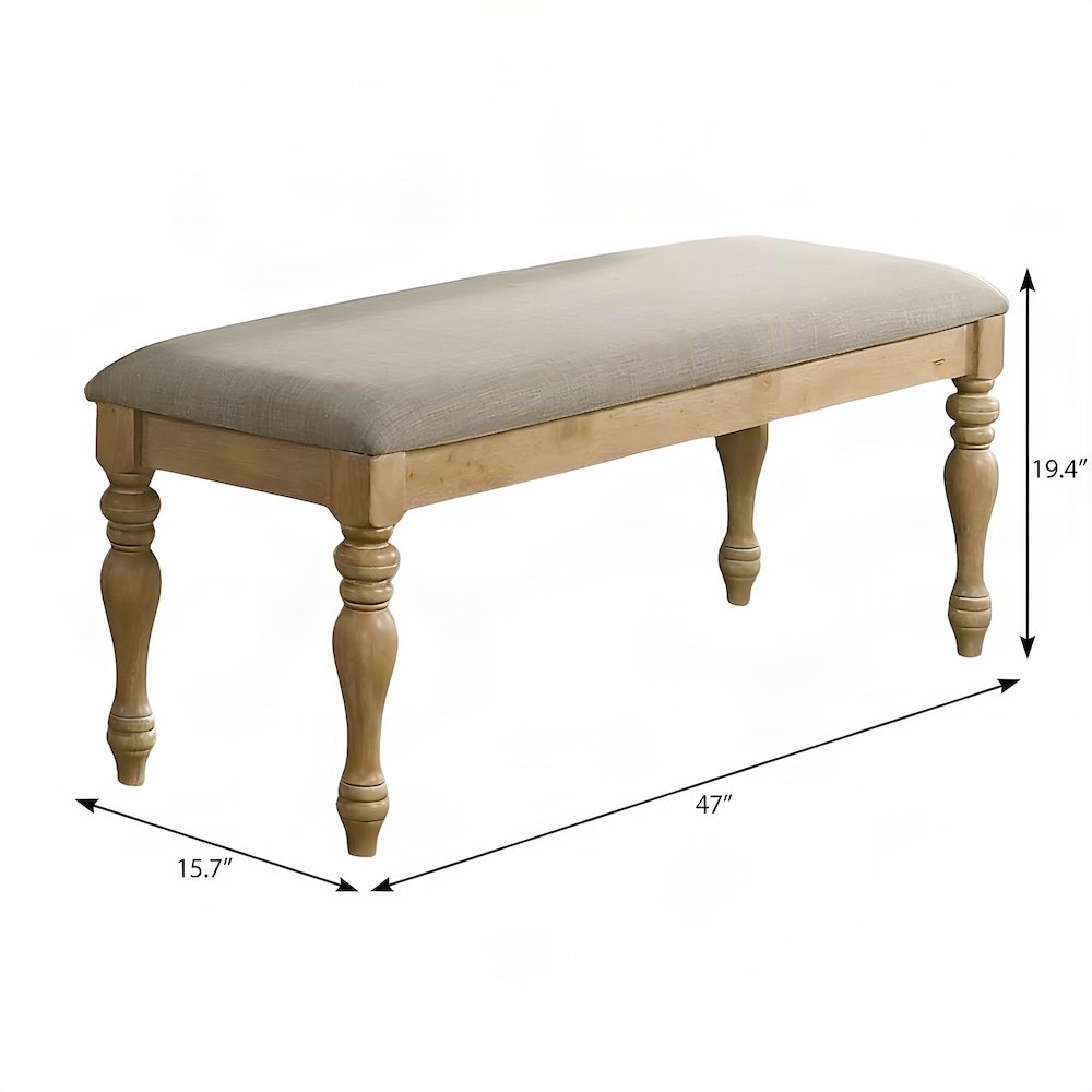 FurniFact Dining Bench with Solid Wood Frame and Upholstered Top, Light Oak