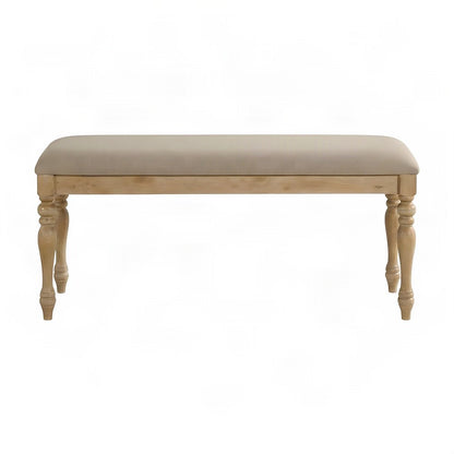 FurniFact Dining Bench with Solid Wood Frame and Upholstered Top, Light Oak