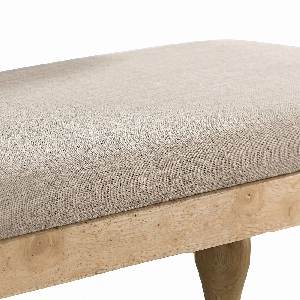 FurniFact Dining Bench with Solid Wood Frame and Upholstered Top, Light Oak