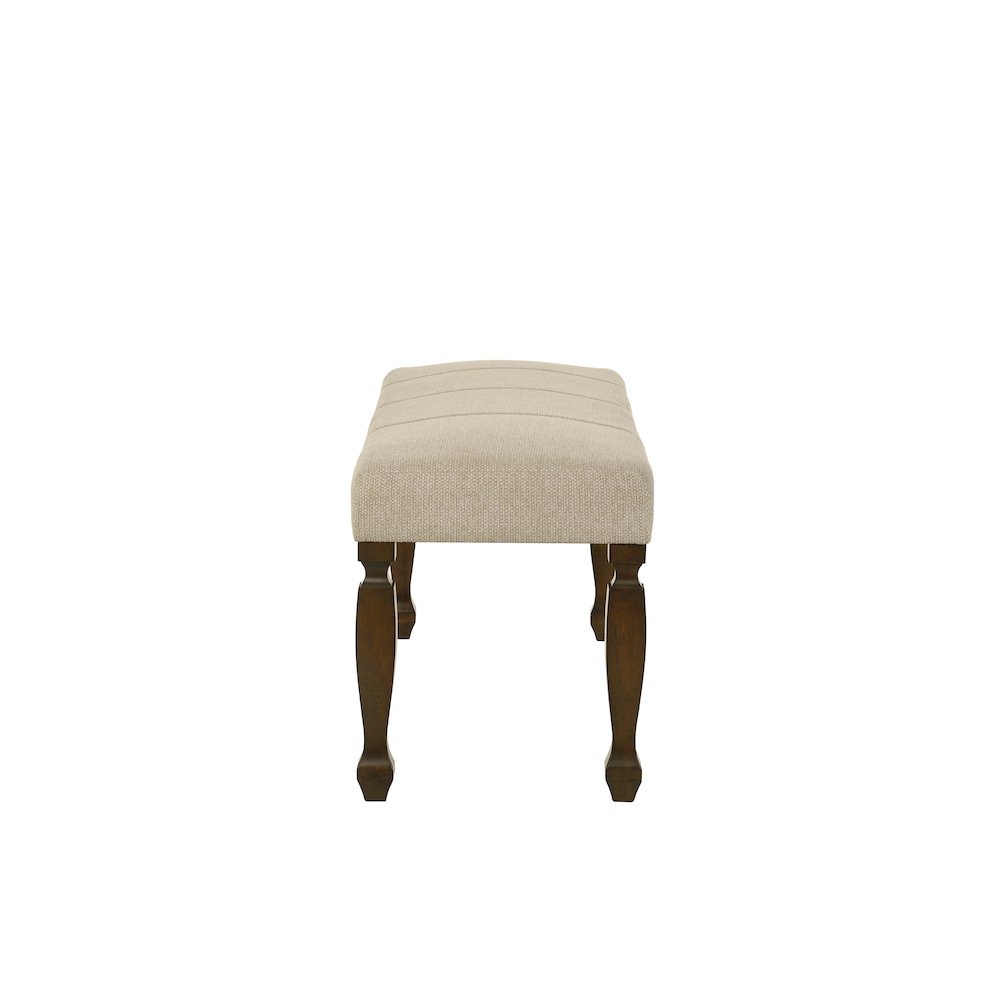 Rowan Upholstered Turned Leg Wood Dining Bench, Beige