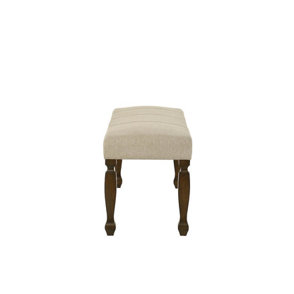 Rowan Upholstered Turned Leg Wood Dining Bench, Beige