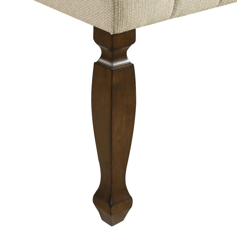Rowan Upholstered Turned Leg Wood Dining Bench, Beige