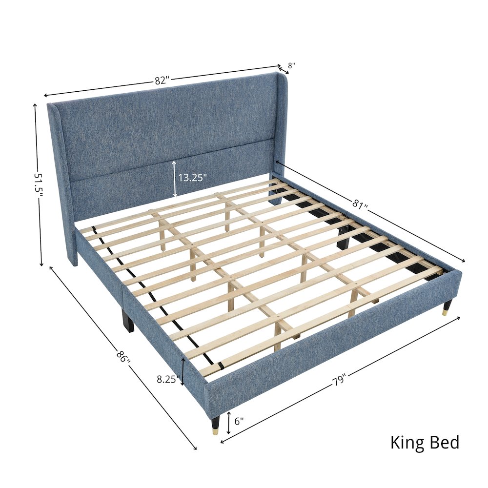 Rozitta Upholstered Wingback Platform Bed, King