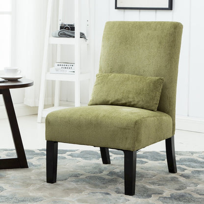 Pisano Spring Green Fabric Armless Accent Chair with Matching Kidney Pillow