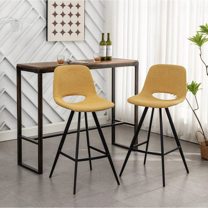 Porth Fabric Kitchen 28.25" Barstools, Set of 2, Yellow