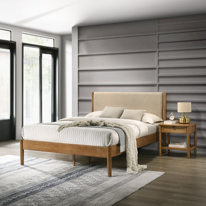 Vichy 2-Pc Rubberwood Bedroom Set, Platform Bed with Nightstand, Queen