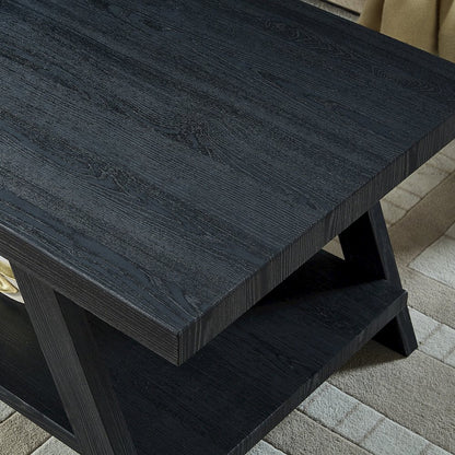 Athens Contemporary Replicated Wood Shelf End Table in Black Finish