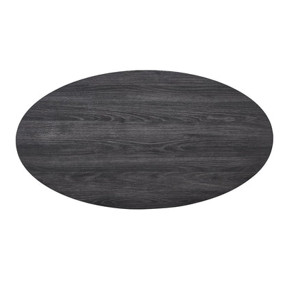 Anze Contemporary Oval Wood Shelf 3-Pc Coffee Table Set in Charcoal Finish