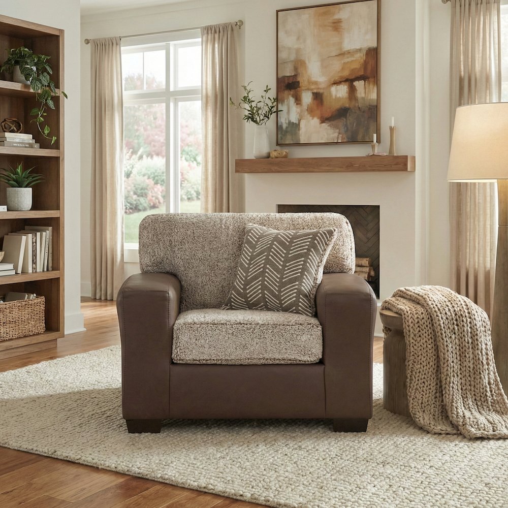 Marvella Living Room Chair with Chocolate Faux Leather