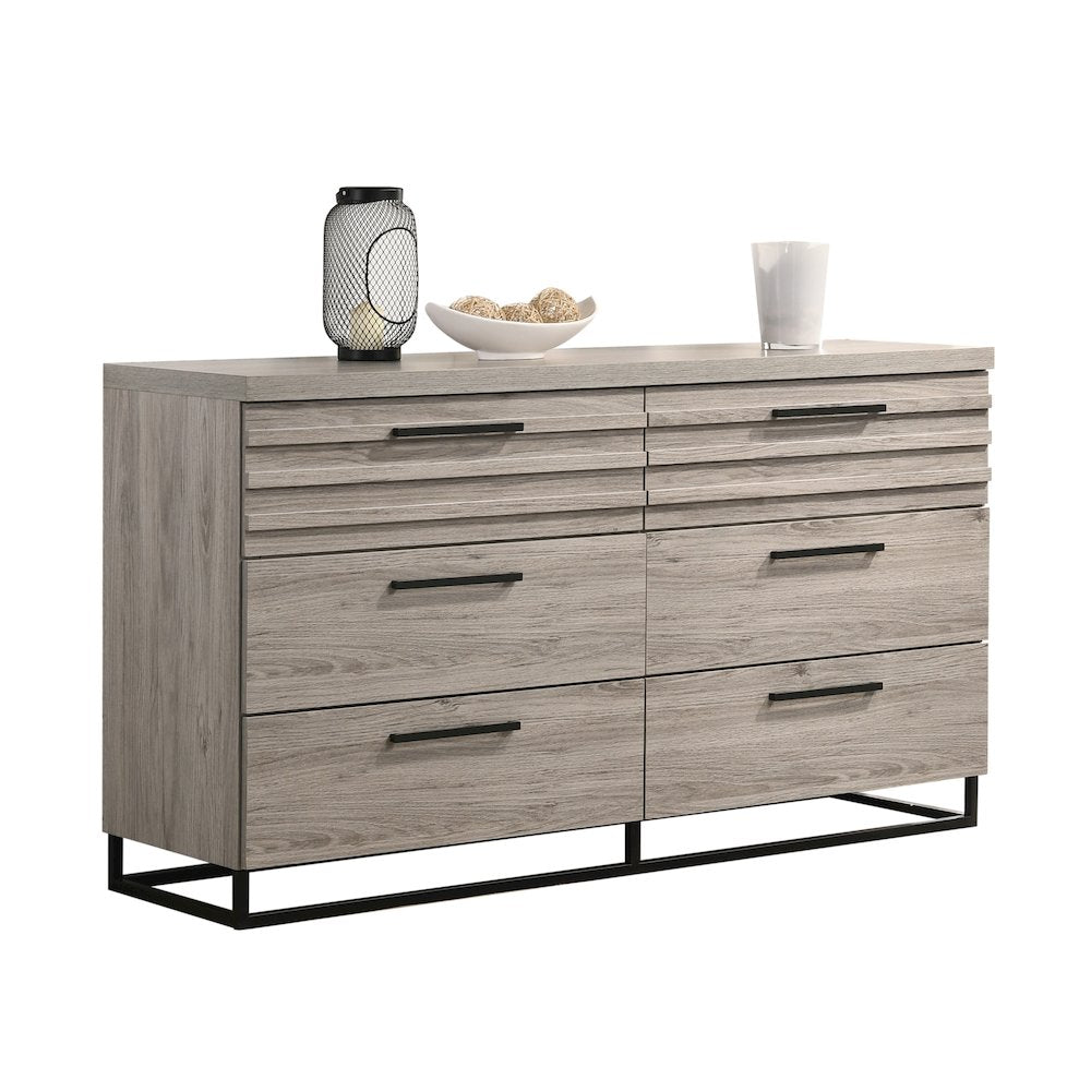 Alvear Contemporary 6-Drawer Dresser, Weathered Gray