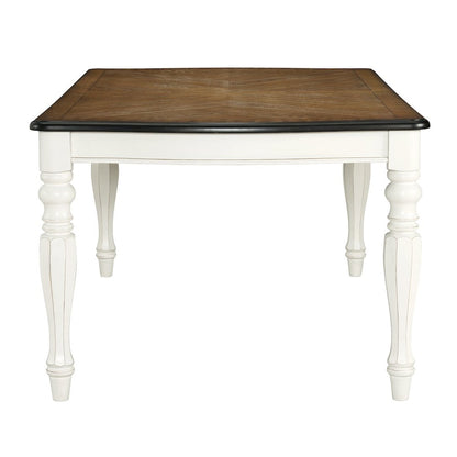 Belleza French Country Dining Table, Antique White and Weathered Oak Finish