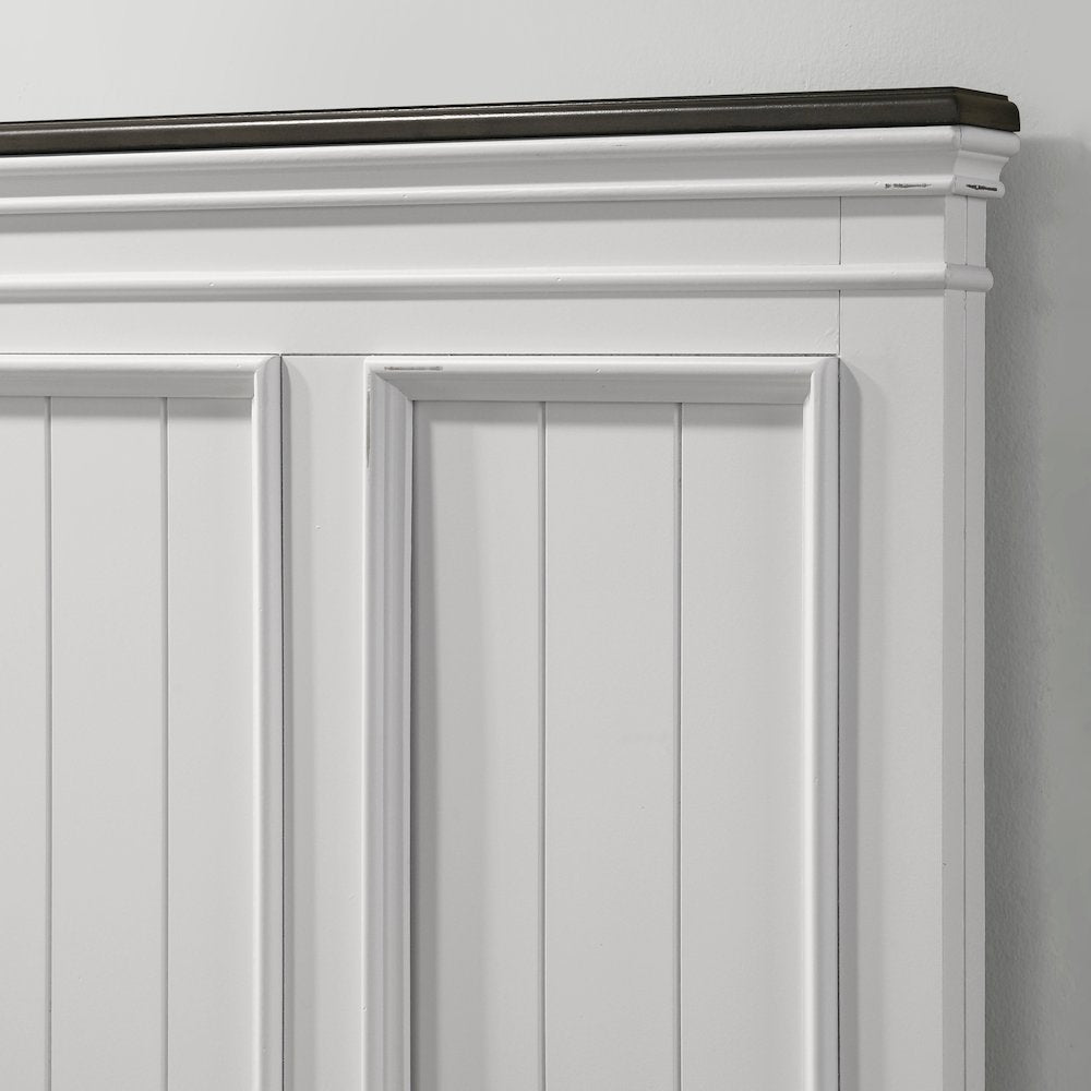 Clelane Shiplap Wood Panel Bed, King, Weathered White and Gray