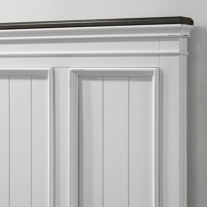 Clelane Shiplap Wood Panel Bed, King, Weathered White and Gray