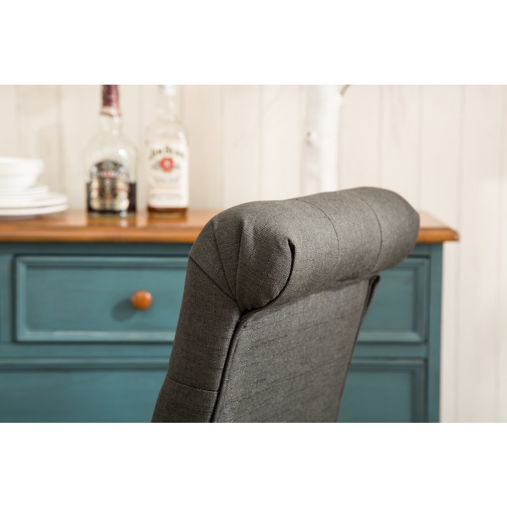 Habit Solid Wood Tufted Parsons Charcoal Dining Chair, Set of 2