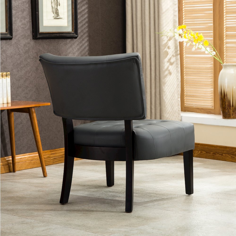 Movile Blended Gray Leather Tufted Accent Chair with Oversized Seating