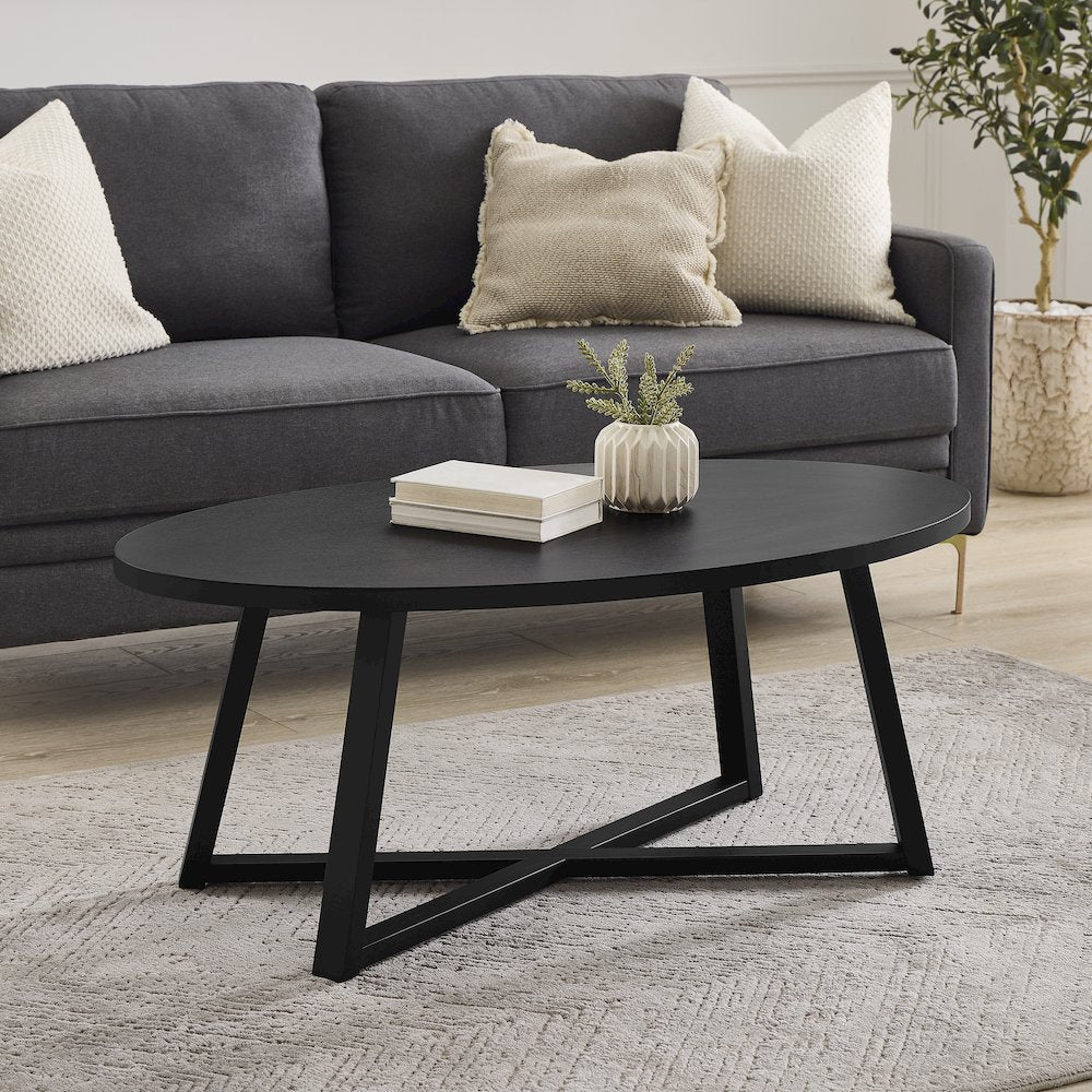 Modern Harmony Wood Oval Coffee Table