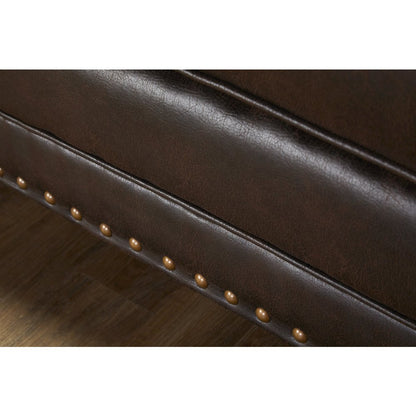 Leinster Faux Leather Upholstered Nailhead Loveseat in Espresso